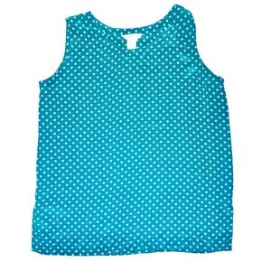 Vintage 90s Ellen Ashley 100% Silk Polka Dot Tank Top Medium